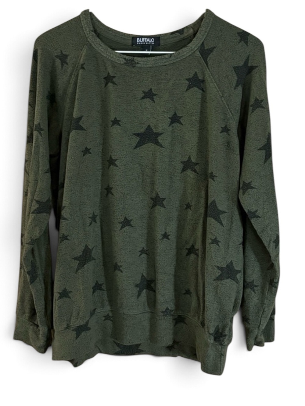 Buffalo David Bitton Olive Star Pattern Knit Sweatshirt
